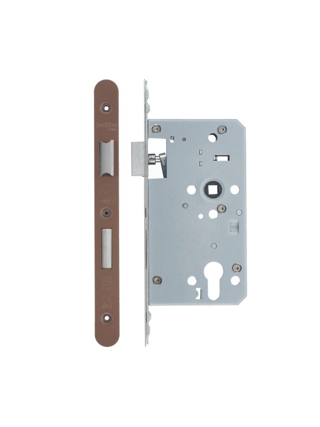 Zoo Hardware Din Euro Sashlock- Backset 60mm - 2 Pc Forend - Radius - PVDBZ- Single Throw - Bronze