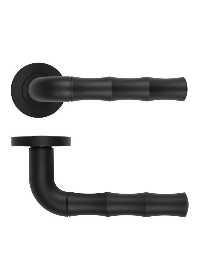 Zoo Hardware Vasco Lever On Round Rose - Oscuro Matt Black