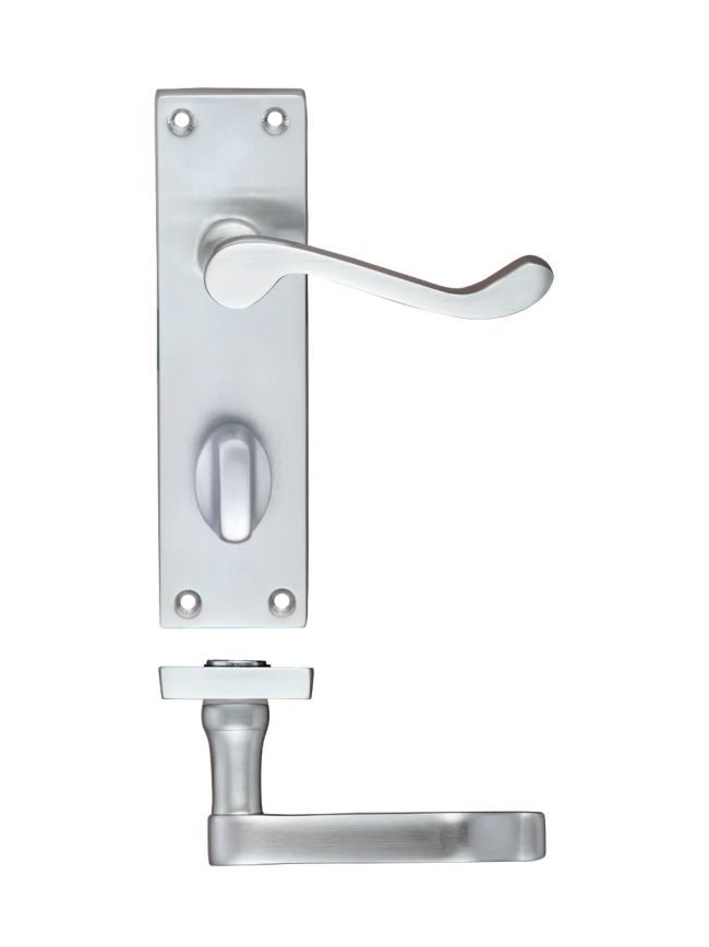 Zoo Hardware Project Victorian scroll lever on bathroom backplate -150mm x 40mm - Satin Chrome