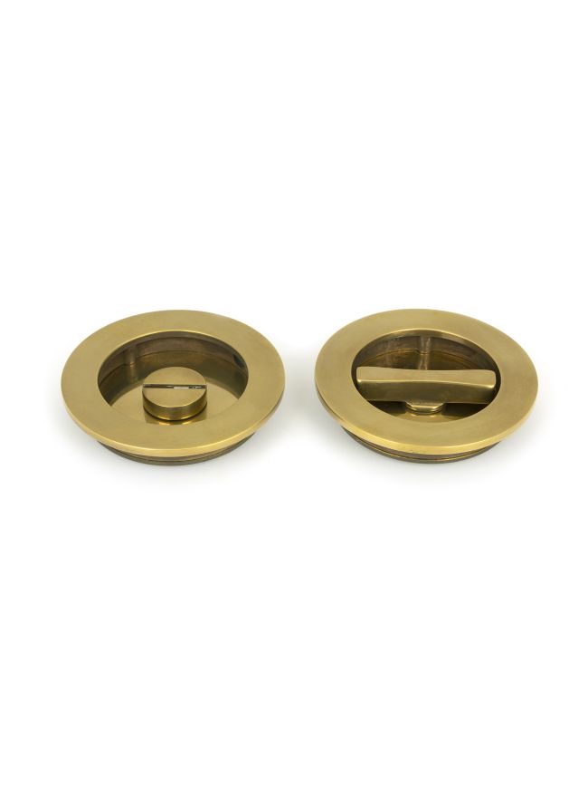 Aged Brass 75mm Plain Round Pull - Privacy Set