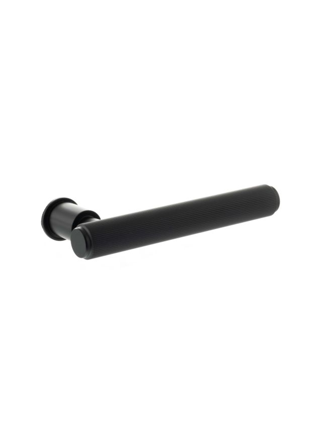 Millhouse Brass Stephenson Lever Door Handle on Concealed Round Rose - Matt Black (Pair)