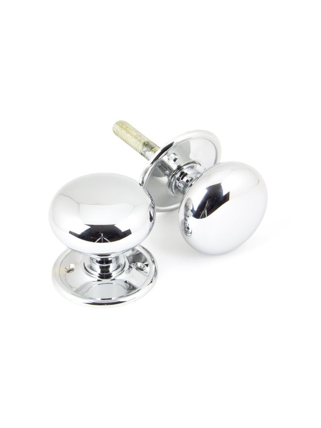 Polished Chrome 49mm Mushroom Mortice/Rim Knob Set