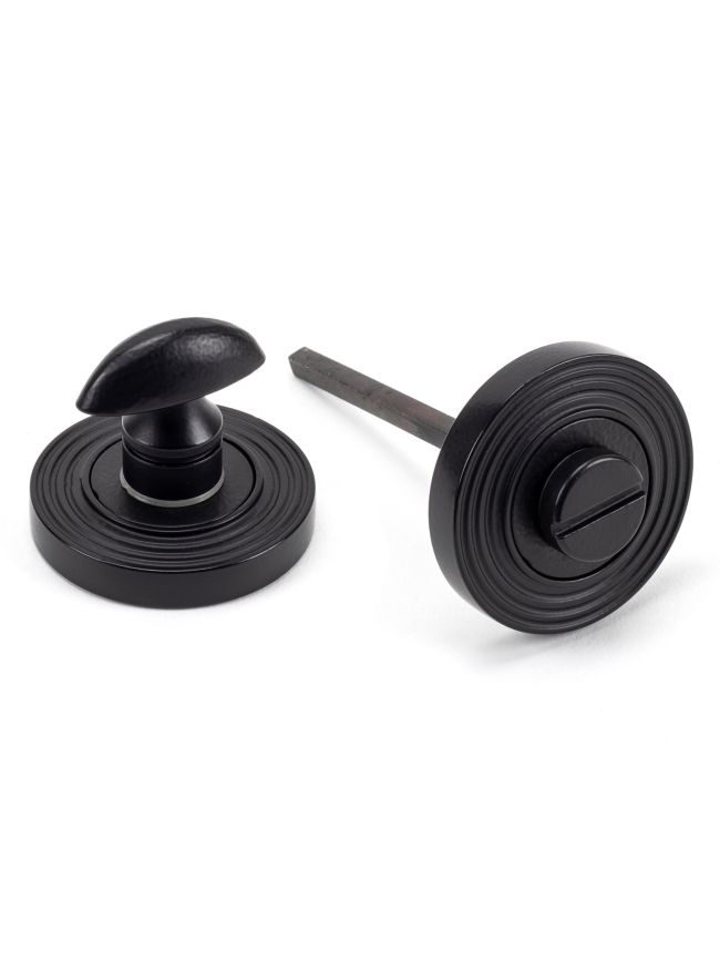 Matt Black Round Thumbturn Set (Beehive)