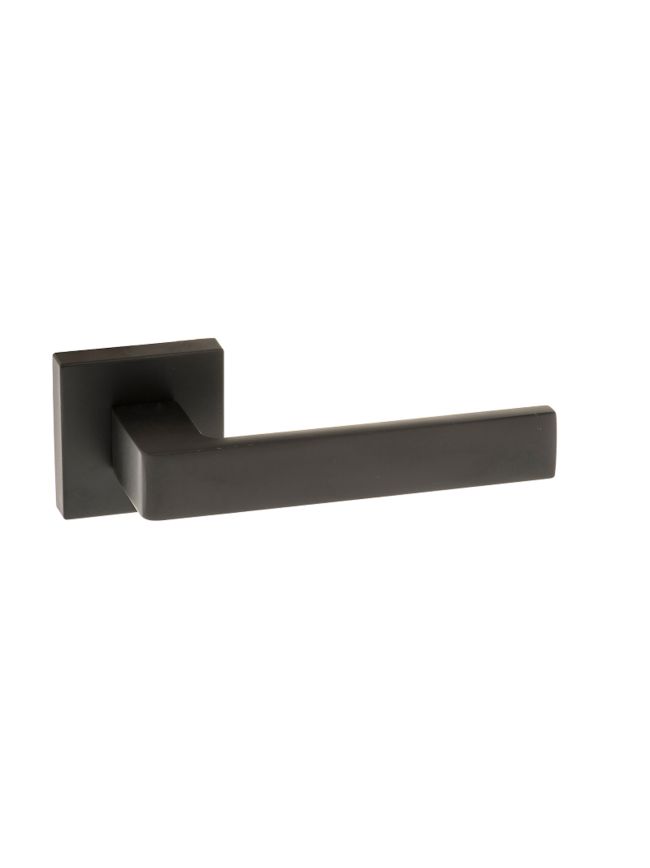 Forme Asti Lever Door Handle on Minimal Square Rose - Matt Black (Pair)