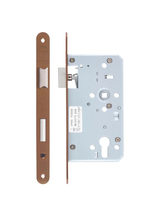 Zoo Hardware Din escape lock - 72mm c/c - backset 60mm - radius - Bronze