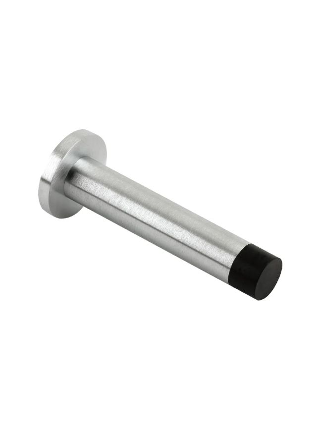 Zoo Hardware Door Stop - Cylinder c/w Rose 80mm - Satin Chrome