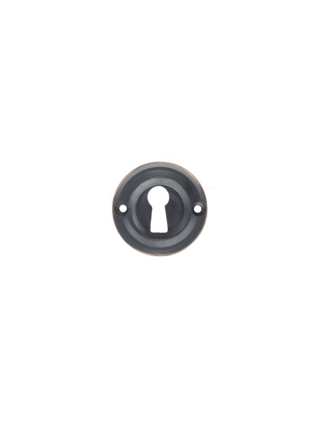 Old English Solid Brass Open Key Hole Escutcheons - Antique Copper (Pair)