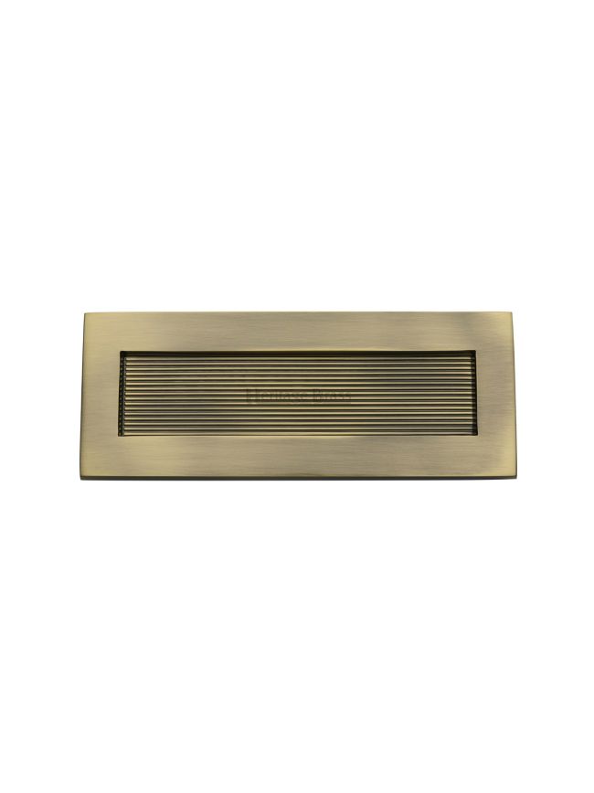 Heritage Brass Reeded Letterplate 10" x 4" Antique Brass finishUK Registered Design Number 6202495