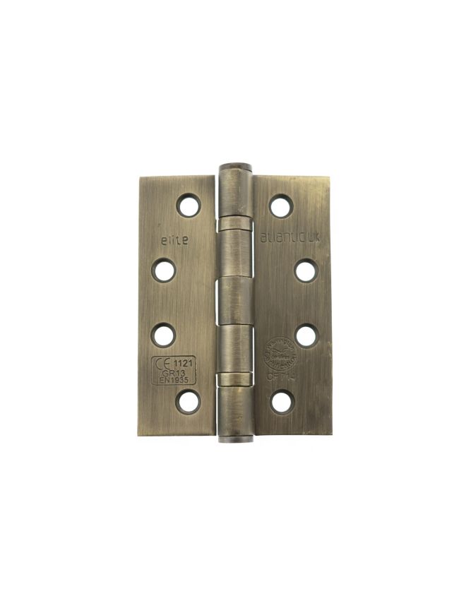 Atlantic Ball Bearing Hinges Grade 13 Fire Rated 4" x 3" x 3mm - Matt Antique Brass (Pair)