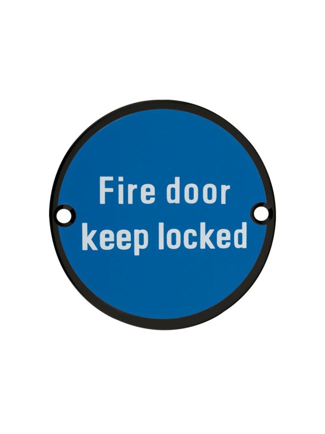 Zoo Hardware Fire Door Keep Locked - 76mm dia - Black