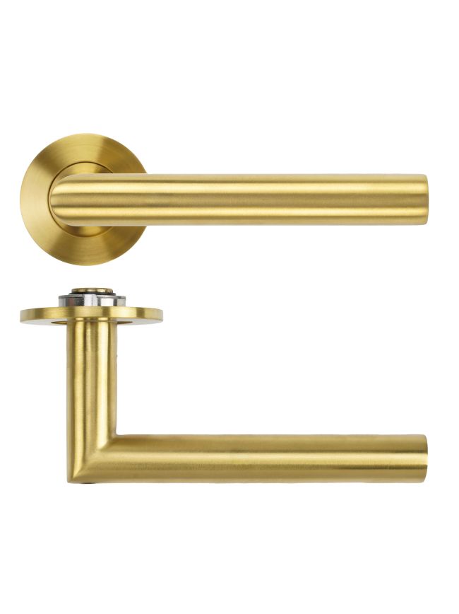 Zoo Hardware Lugano Lever on 4mm Round Slim Sprung Rose - PVD Satin Brass