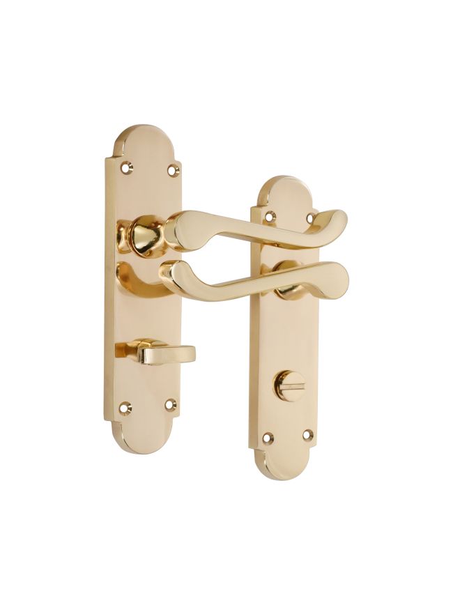 Oakley Lever on Backplate Bathroom Polished Brass
