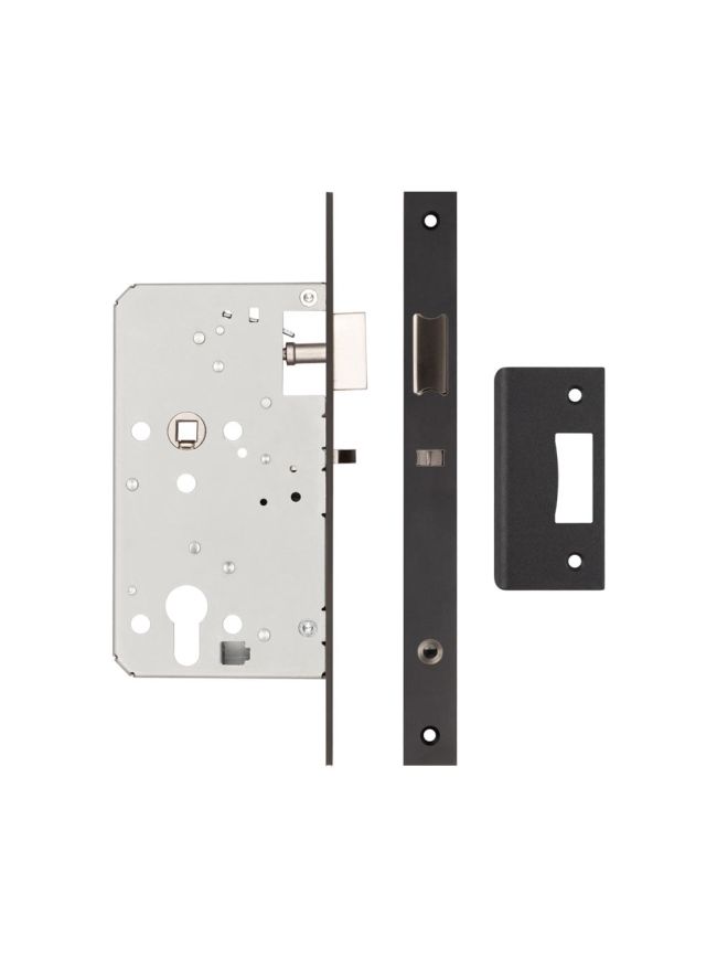 72mm Black Din Euro Nightlatch 60mm Backset - By Frelan Hardware - JL-DNL60MB