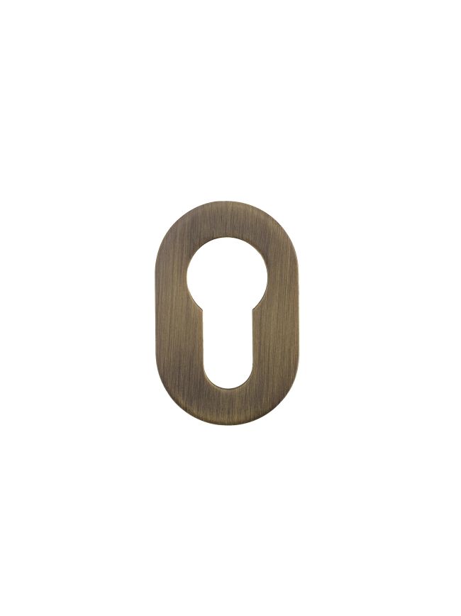 Zoo Hardware Euro Profile Escutcheon - Rosso Mini - 50 x 32 x 3 - Antique Brass