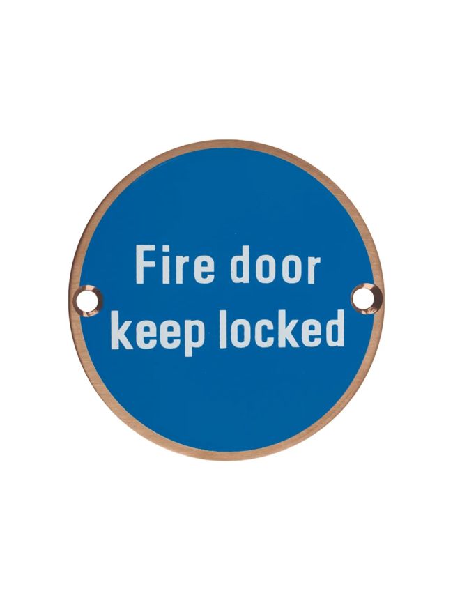 Zoo Hardware Fire Door Keep Locked - 76mm dia - PVD Bronze