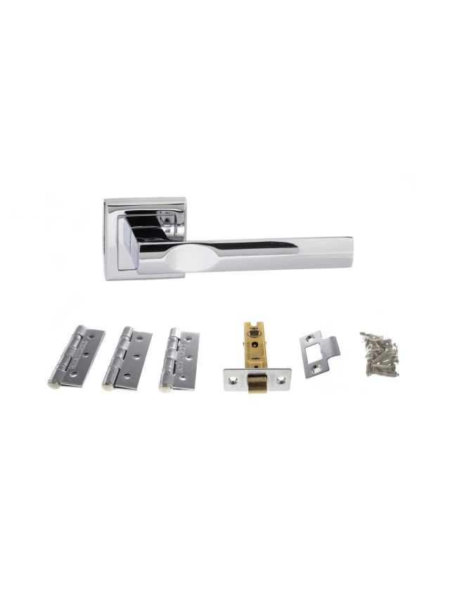Atlantic Kansas Door Pack Bundle (2.5" Latch, 3"x2" Hingesx3) - Polished Chrome