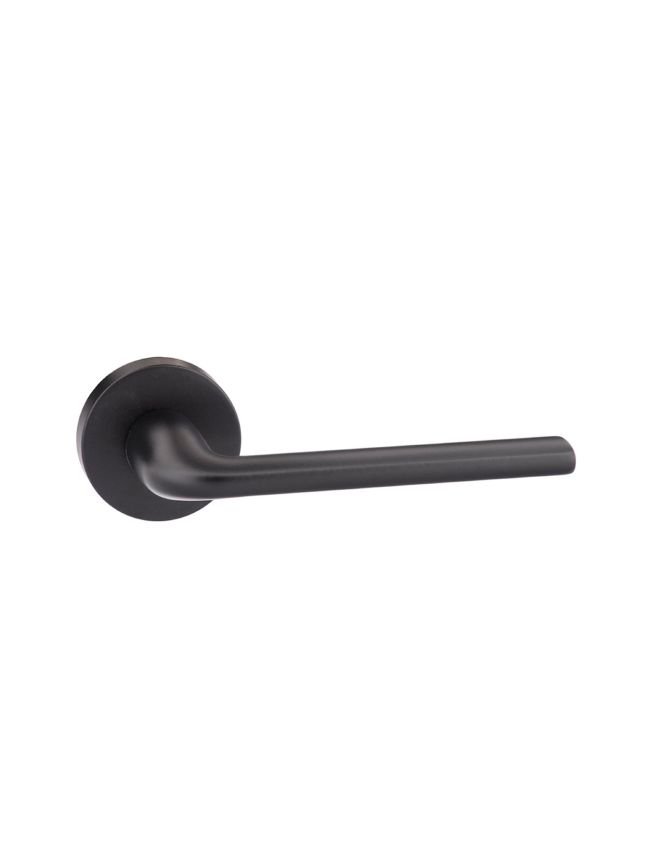 Forme Milly Lever Door Handle on Minimal Round Rose - Matt Black (Pair)