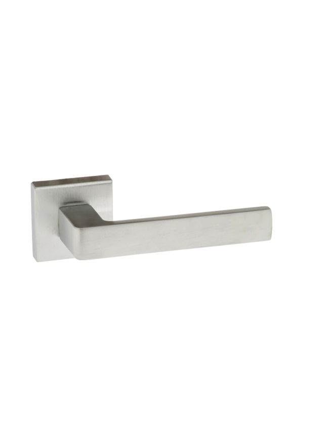 Forme Asti Lever Door Handle on Minimal Square Rose - Satin Chrome (Pair)