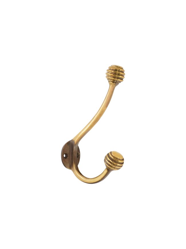 Beehive Twin Coat Hook Aged Brass