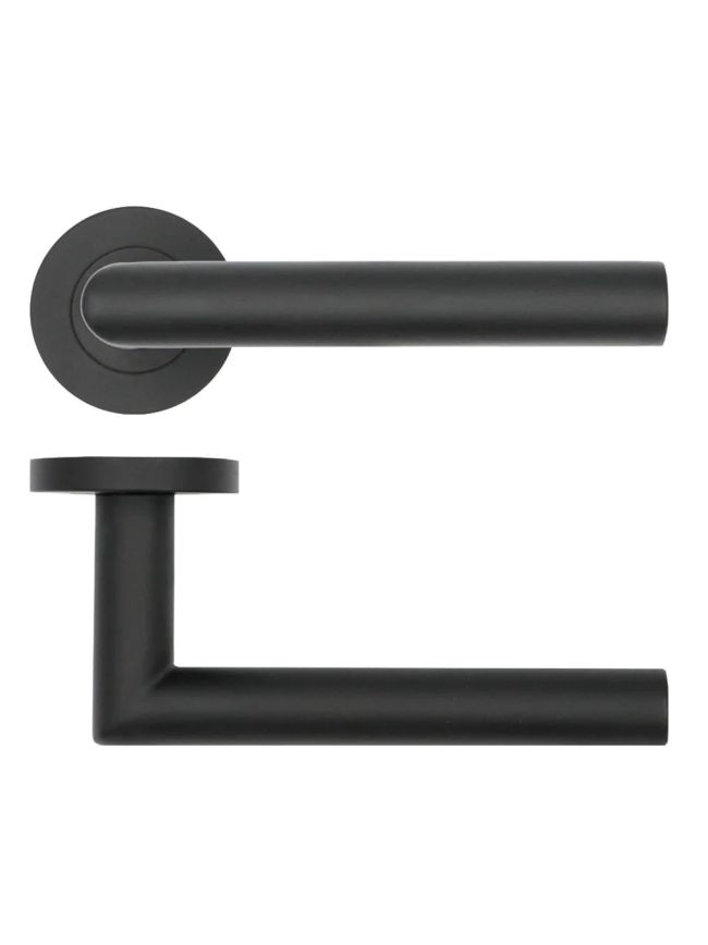 Zoo Hardware Lugano Lever on Round Rose - Black