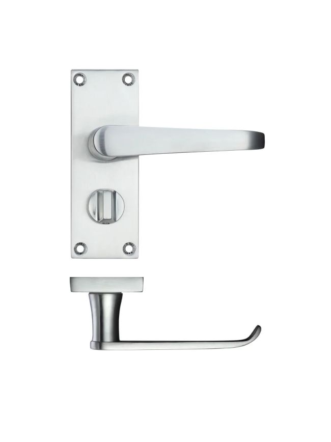 Zoo Hardware Project Victorian flat lever on privacy backplate - 114 x 40mm - Satin Chrome