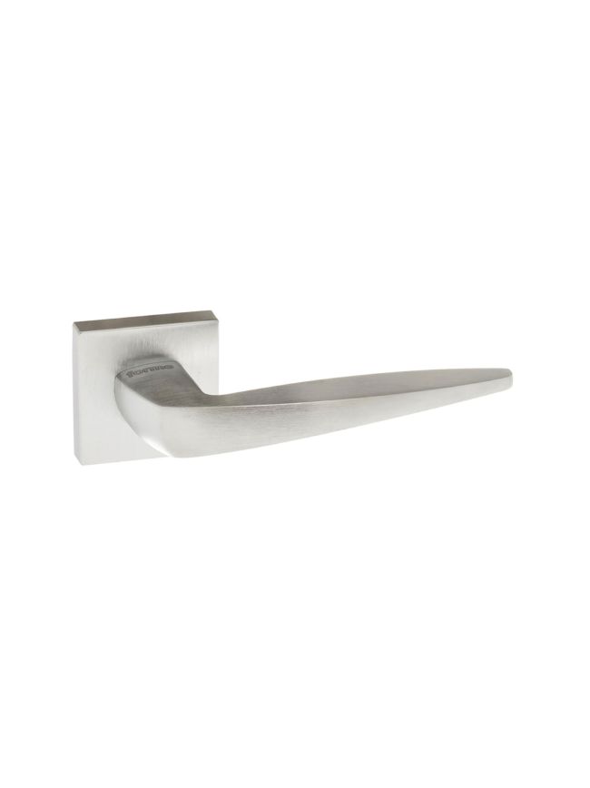 Forme Foglia Lever Door Handle on Minimal Square Rose - Satin Chrome (Pair)