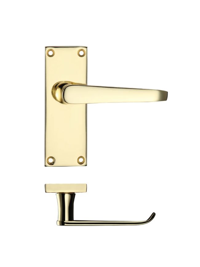 Zoo Hardware Project Victorian flat lever on latch backplate - 114 x 40mm - Electro Brass