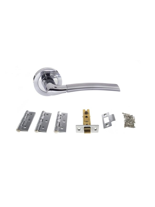Atlantic Indiana Door Pack Bundle (3" Latch, 3"x2" Hingesx3) - Satin Chrome/Polished Chrome