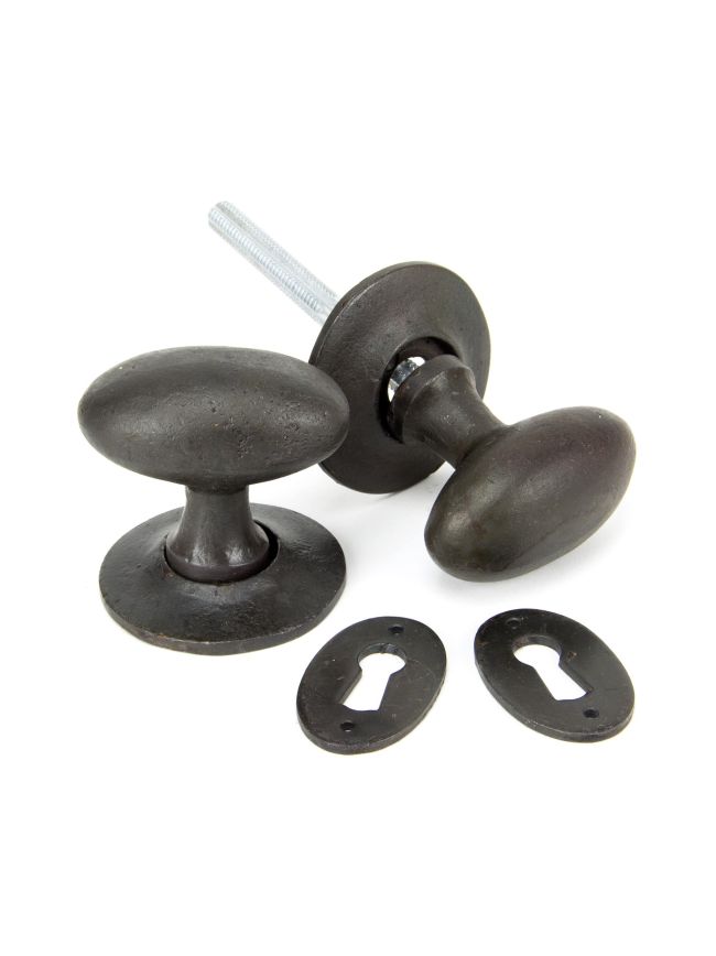 Beeswax Oval Mortice/Rim Knob Set
