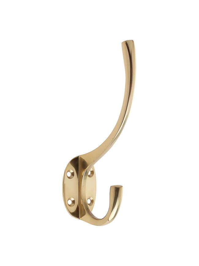 Zoo Hardware Hat and Coat Hook 5" Height 2" Projection - Brass