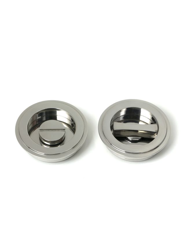 Polished Marine SS (316) 60mm Art Deco Round Pull - Privacy Set