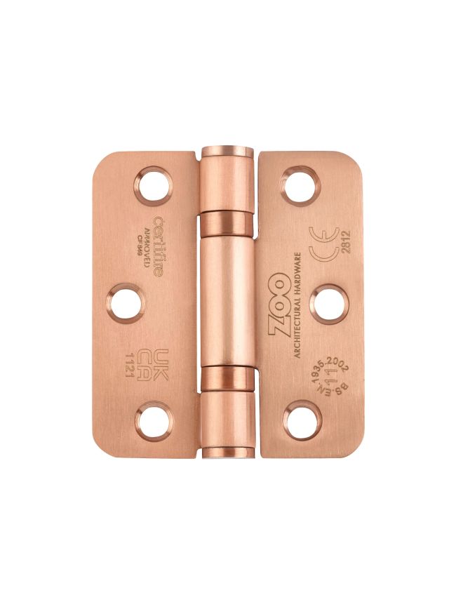 Zoo Hardware Grade 11 Ball Bearing Hinge Stainless Steel Radius - Grade 201 -76 x 67 x 2.5mm - Tuscan Rose Gold