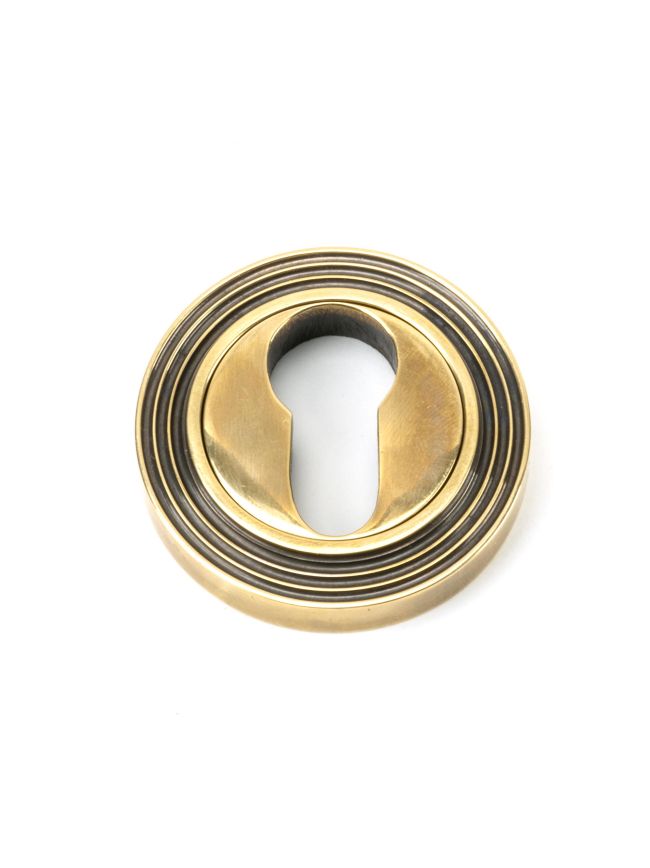 Aged Brass Round Euro Escutcheon (Beehive)