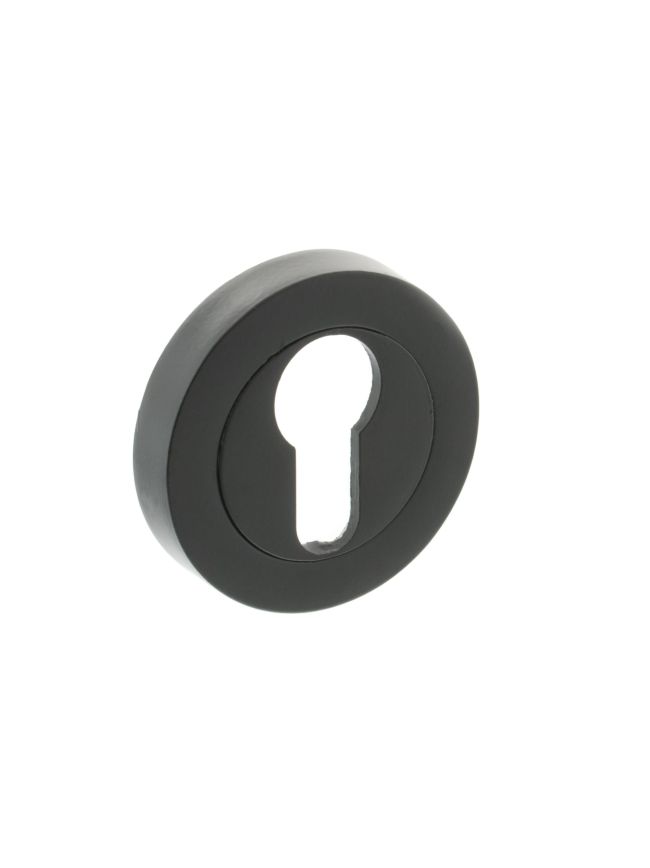 Millhouse Brass Euro Escutcheons on Round Rose - Matt Black (Pair)