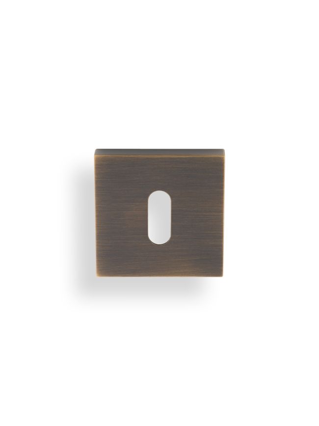 Valli Lock Profile Push-on Square Rosette Escutcheon - Antique Brass
