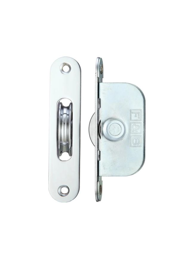 Zoo Hardware Brass Ball Bearing Pulleys - 1 3/4" Radius Forend - Polished Chrome