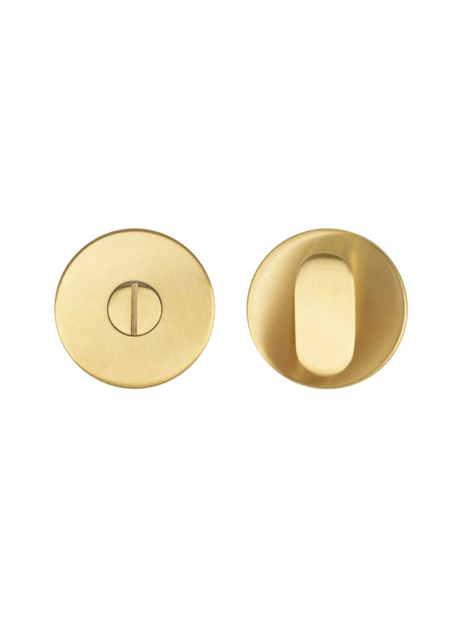 Zoo Hardware Peanut Turn and Release complete with escutcheons & 5mm Spindle - Grade 201 - PVD Satin Brass