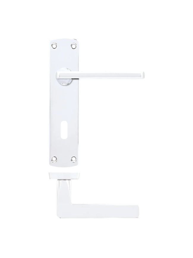 Zoo Hardware Leon lever on lock backplate - Polished Chrome