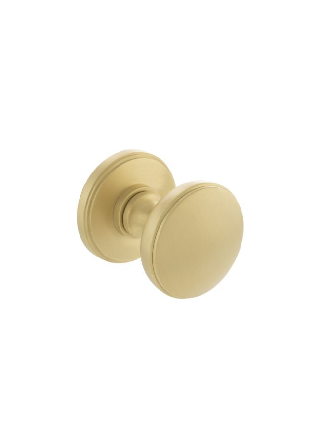 Millhouse Brass Edison Solid Brass Domed Mortice Knob on Concealed Fix Rose - Satin Brass