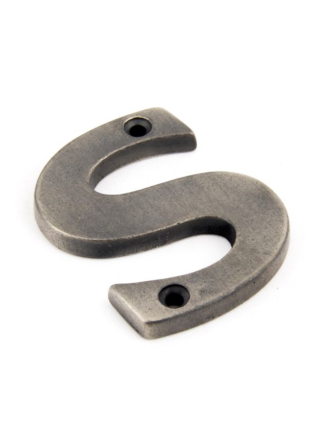 Antique Pewter Letter S