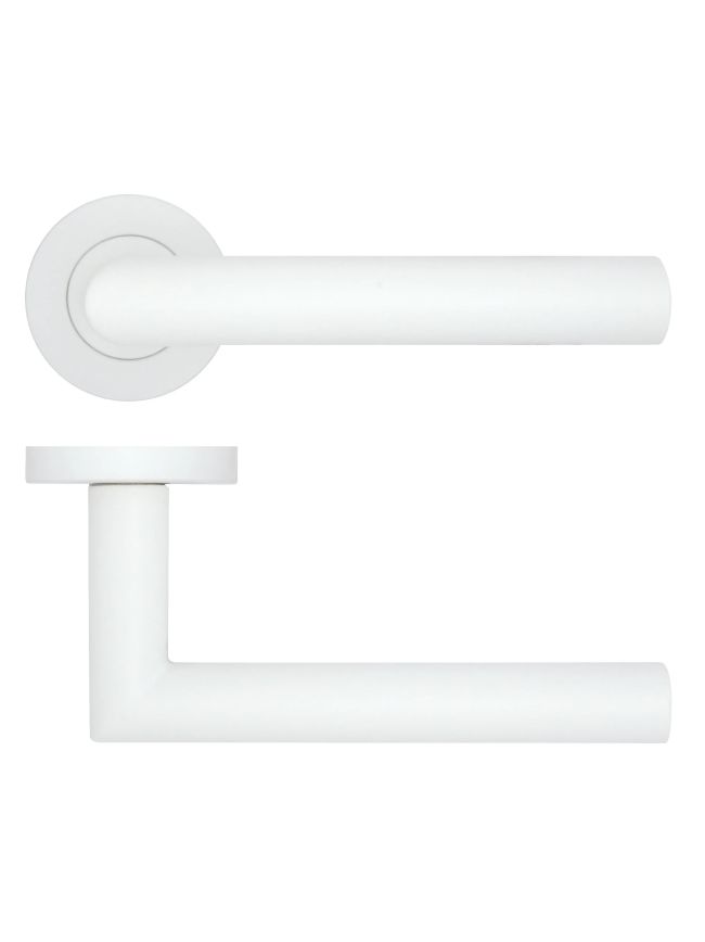 Zoo Hardware Lugano Lever on Round Rose - White
