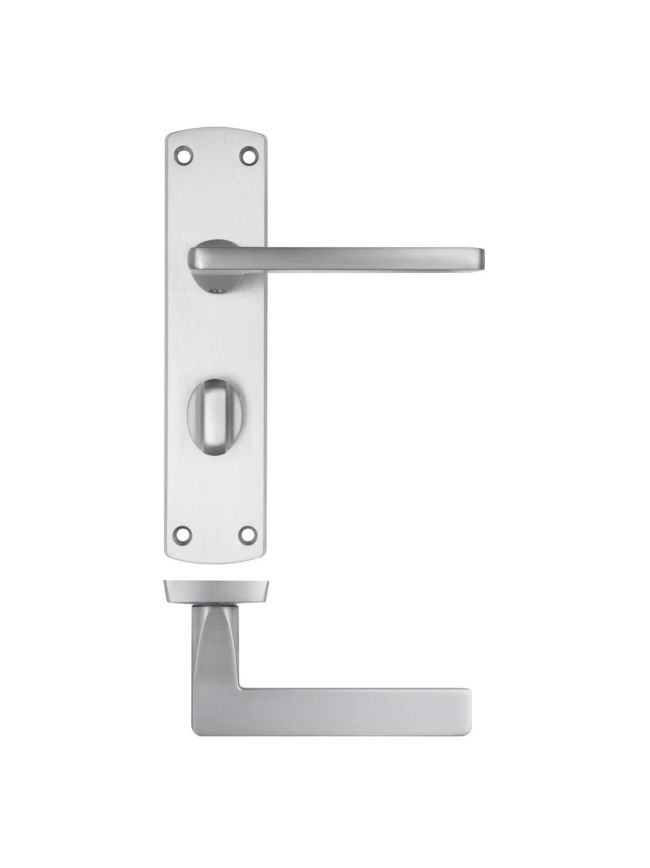 Zoo Hardware Leon lever on bathroom backplate - Satin Chrome