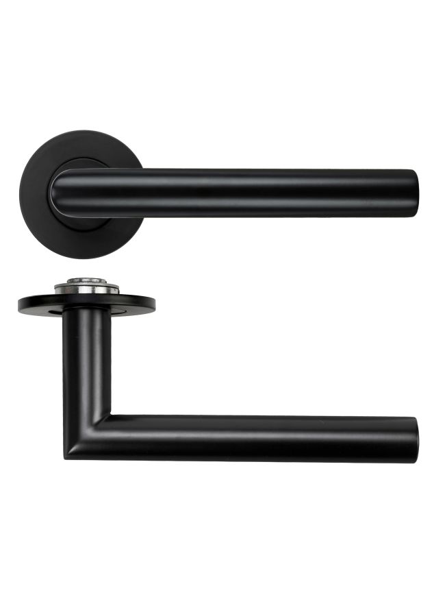 Zoo Hardware Lugano Lever on 4mm Round Slim Sprung Rose - PVD Black