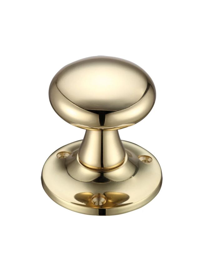 Zoo Hardware Mushroom Mortice Knob Furniture 60mm Rose dia. - Polished Brass