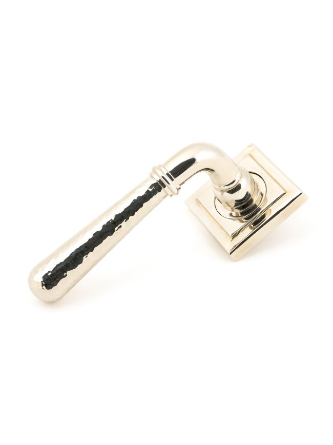 Polished Nickel Hammered Newbury Lever on Rose Set (Square)
