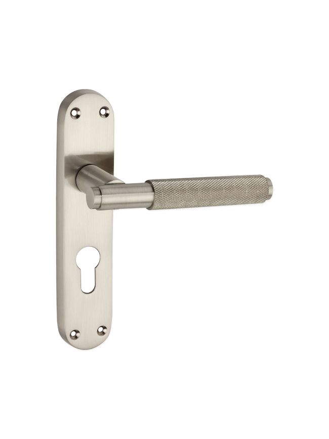 Connaught Knurled Lever on Backplate Euro Satin Nickel
