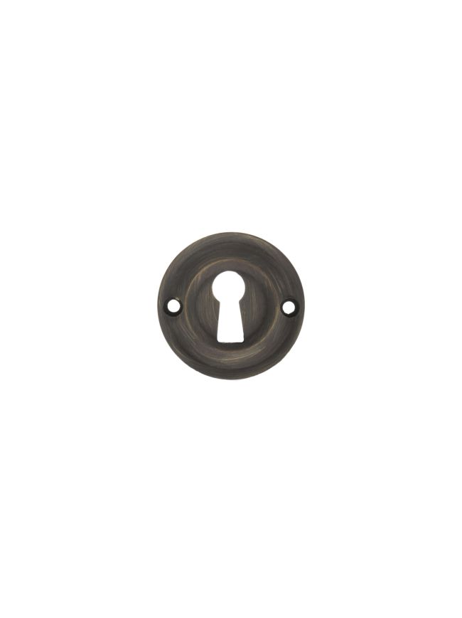 Old English Solid Brass Open Key Hole Escutcheons - Urban Bronze (Pair)