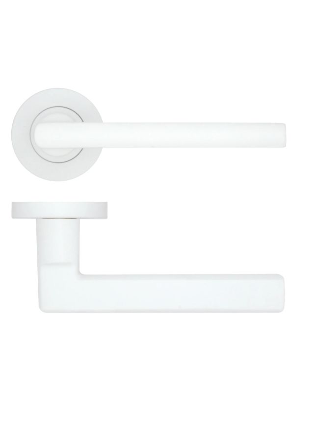 Zoo Hardware Varese Lever on Round Rose - White