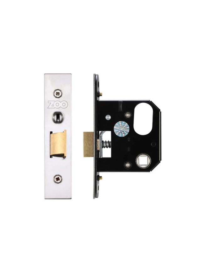 Zoo Hardware Replacement Nightlatch - 64mm c/w PVD Forend and Strike - Satin Stainless