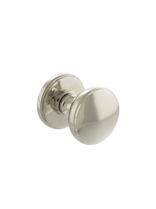 Millhouse Brass Edison Solid Brass Domed Mortice Knob on Concealed Fix Rose - Polished Nickel